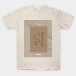 【Brown background + Text】I love animal T-Shirt